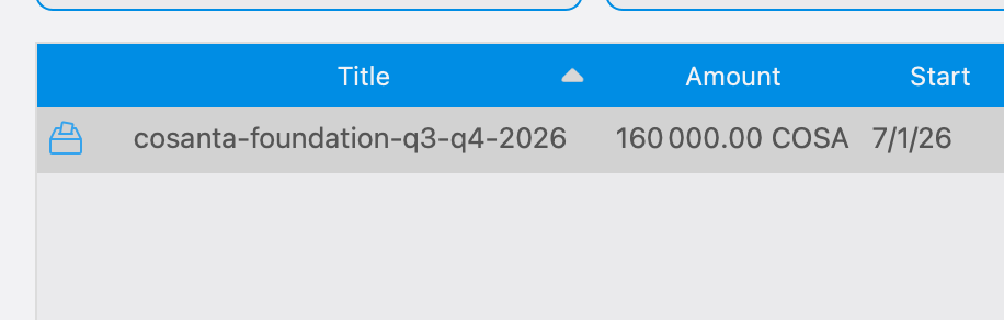 Blue icon beside a proposal prepared for network broadcast